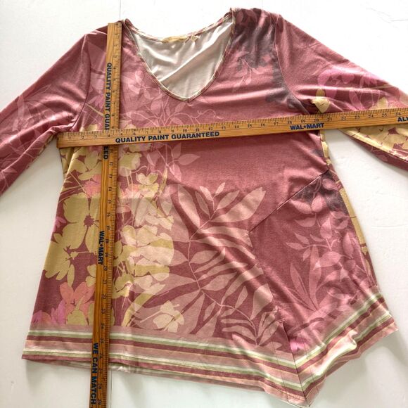 Soft Surrounding Adela Faint Pink Floral V Neck Long Sleeve Tunic Top Sz PL - Picture 4 of 8